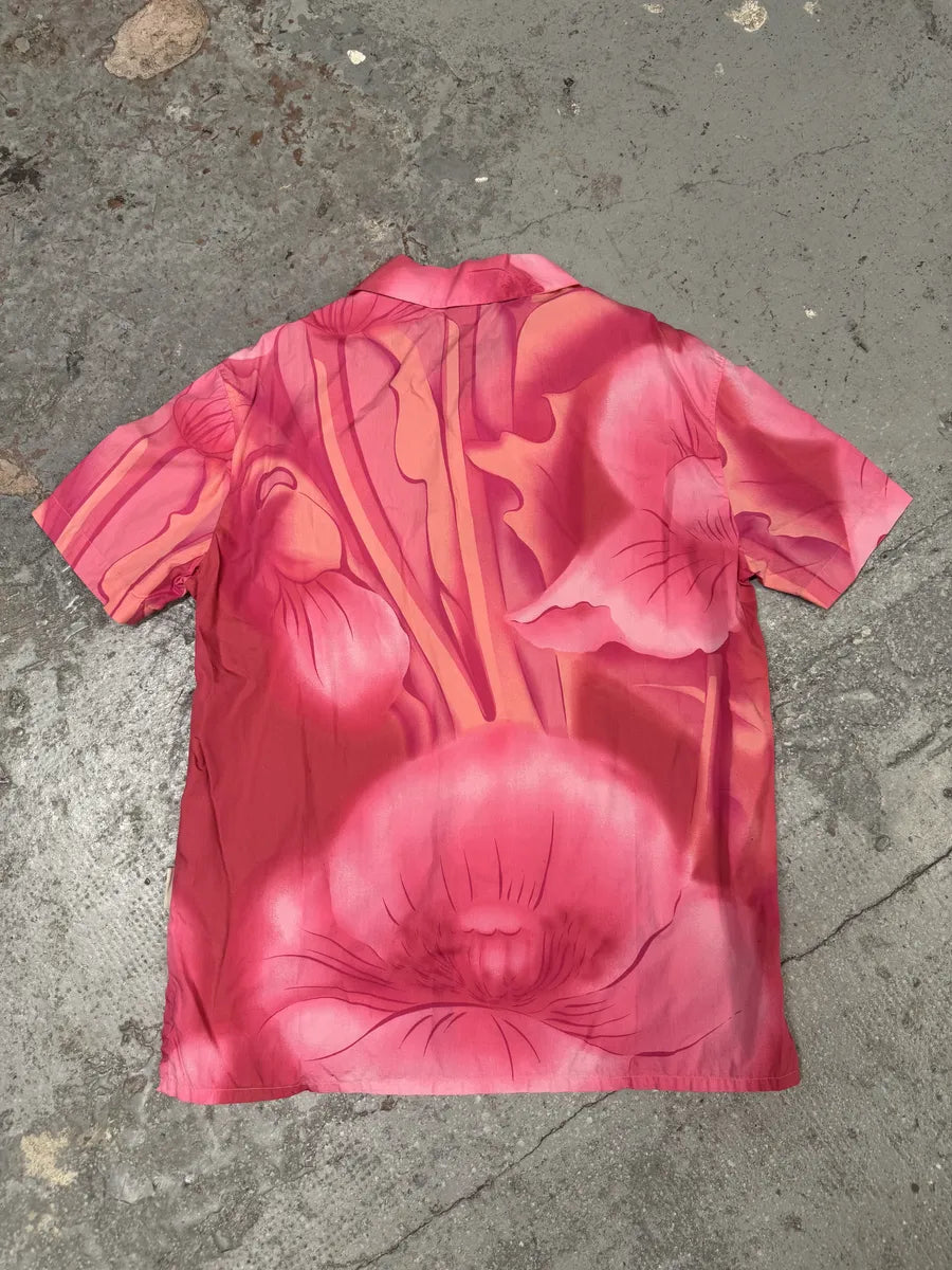 2000s Gianfranco Ferre Flowers Pink Short Sleeves Positive Shirt mpNowQW 5