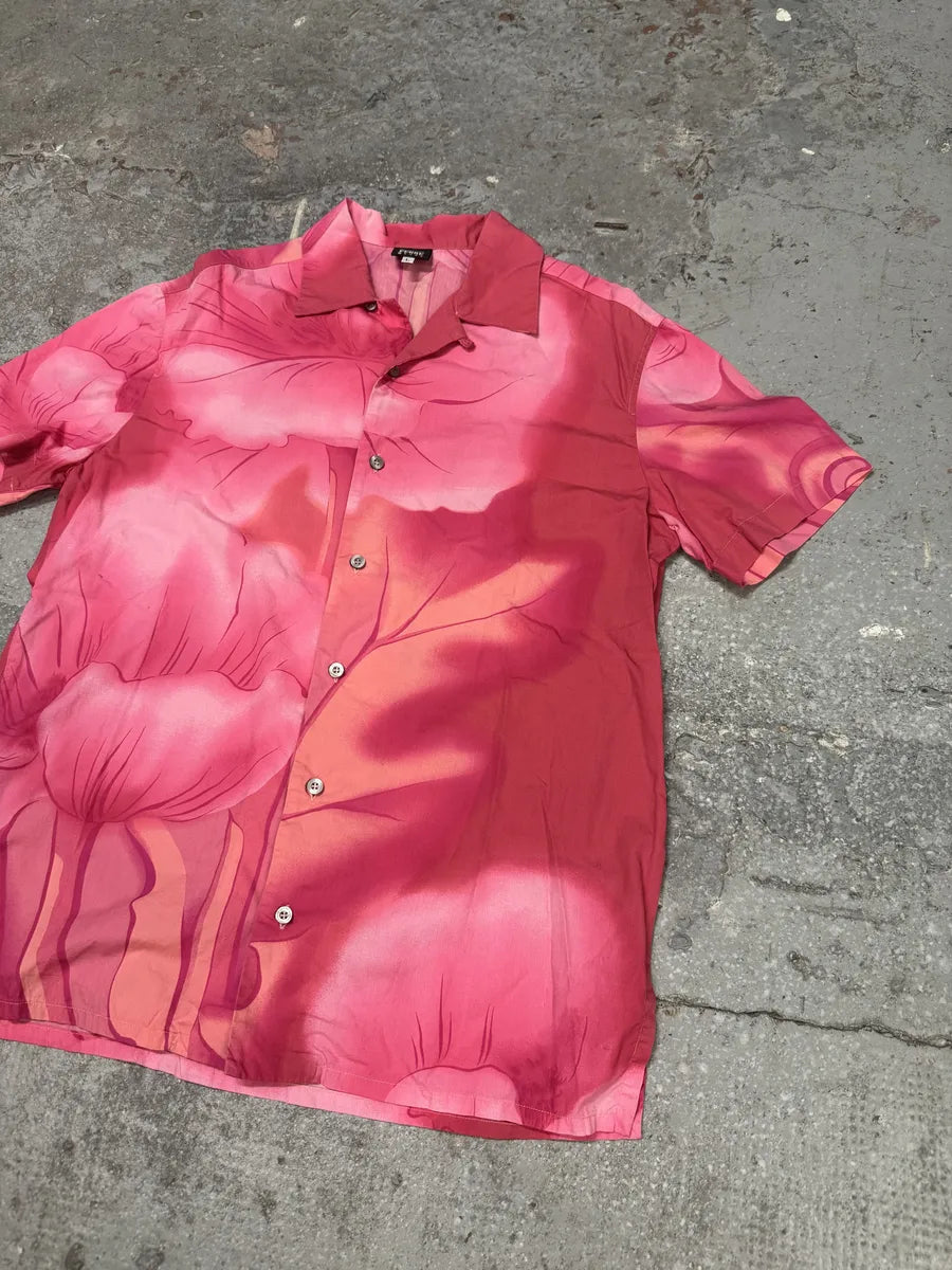 2000s Gianfranco Ferre Flowers Pink Short Sleeves Positive Shirt mpNowQW 7