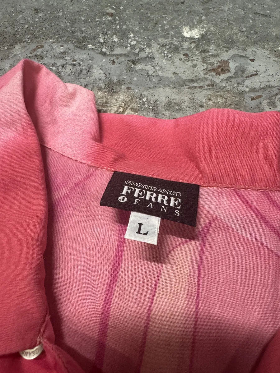 2000s Gianfranco Ferre Flowers Pink Short Sleeves Positive Shirt mpNowQW 8