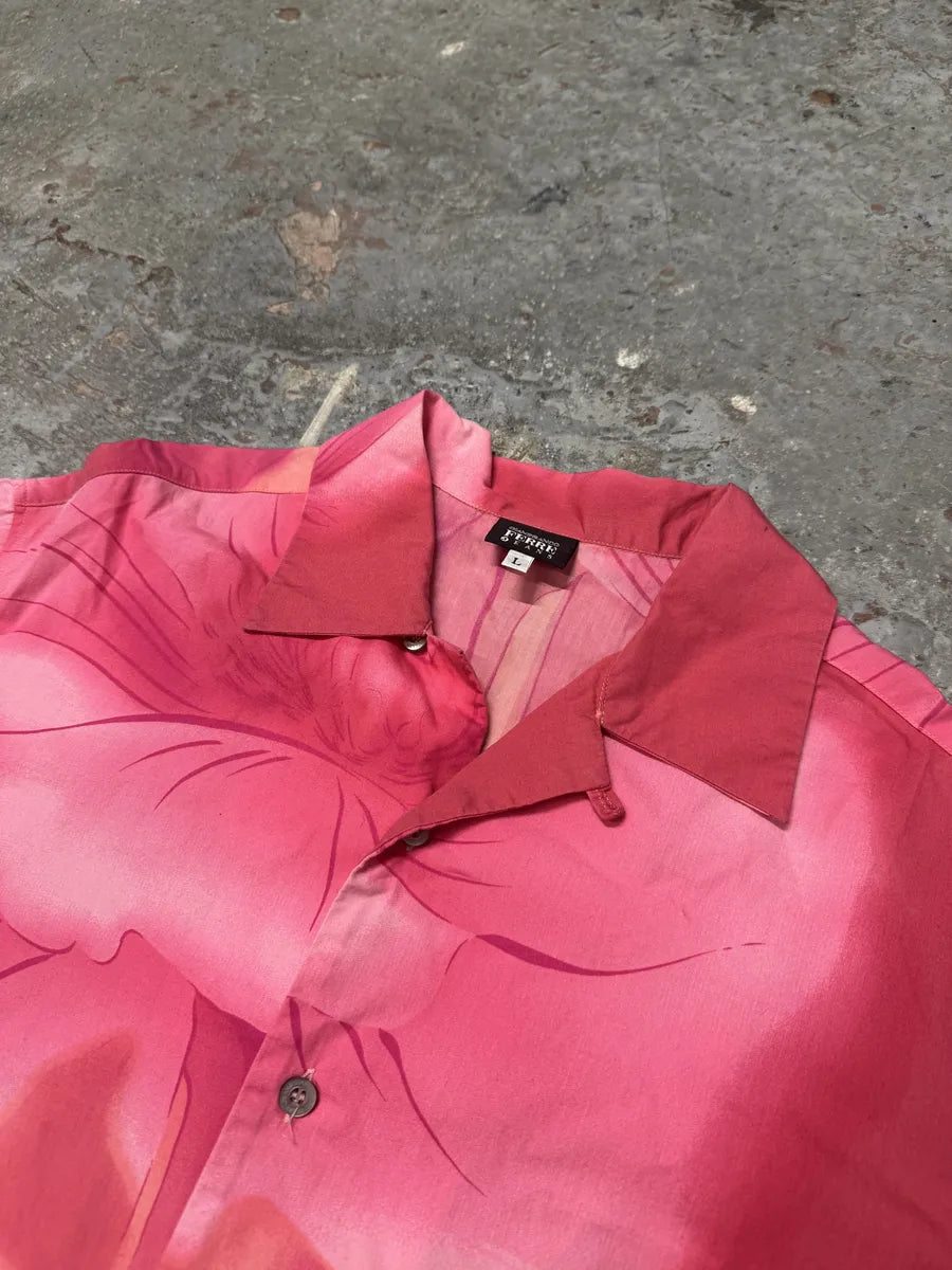 2000s Gianfranco Ferre Flowers Pink Short Sleeves Positive Shirt mpNowQW 9