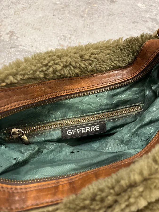 2000s Gianfranco Ferre Green Plushed Fur Leather Handle Bag (OS) EbPakdM 10