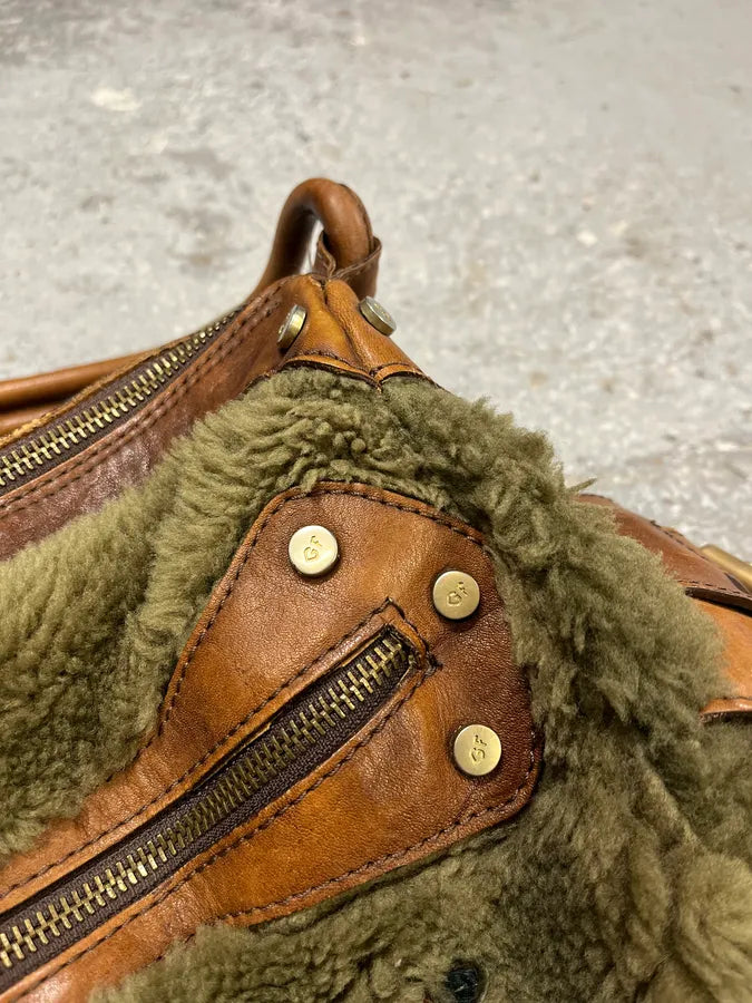 2000s Gianfranco Ferre Green Plushed Fur Leather Handle Bag (OS) EbPakdM 7