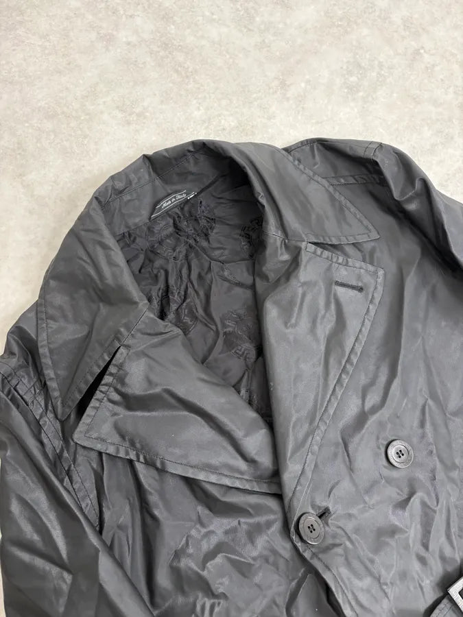 2000s Gianni Versace Black Classy Premium Belted Trench Coat eXuuLqG 4