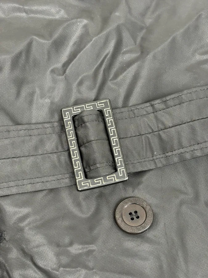 2000s Gianni Versace Black Classy Premium Belted Trench Coat eXuuLqG 9