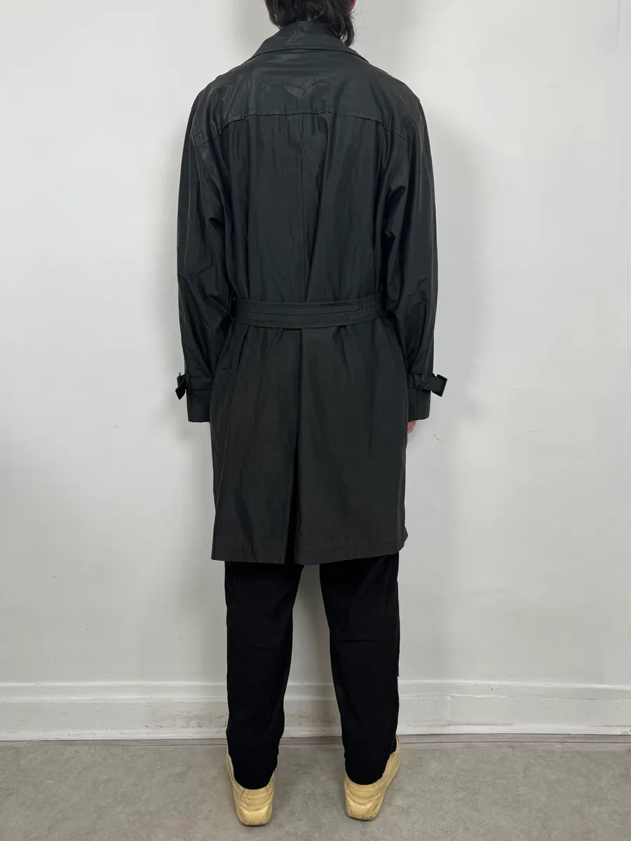 2000s Gianni Versace Black Classy Premium Belted Trench Coat eXuuLqG 2