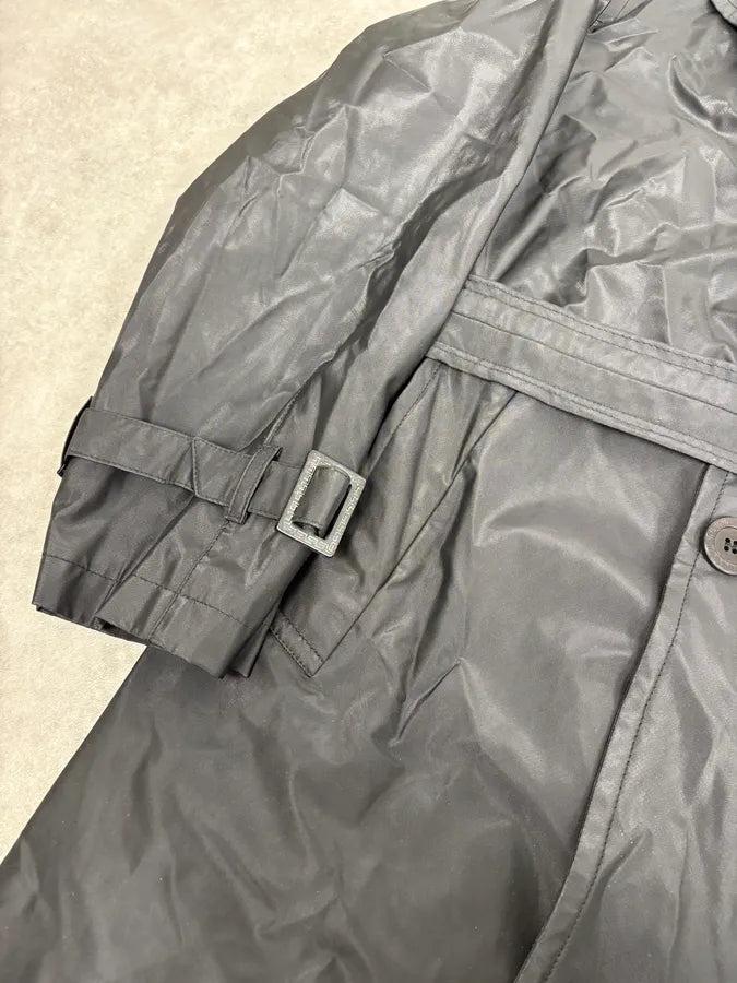 2000s Gianni Versace Black Classy Premium Belted Trench Coat eXuuLqG 7