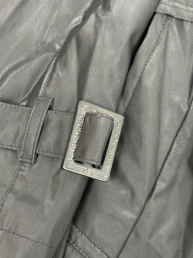 2000s Gianni Versace Black Classy Premium Belted Trench Coat eXuuLqG 8