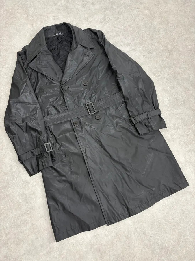 2000s Gianni Versace Black Classy Premium Belted Trench Coat eXuuLqG 3