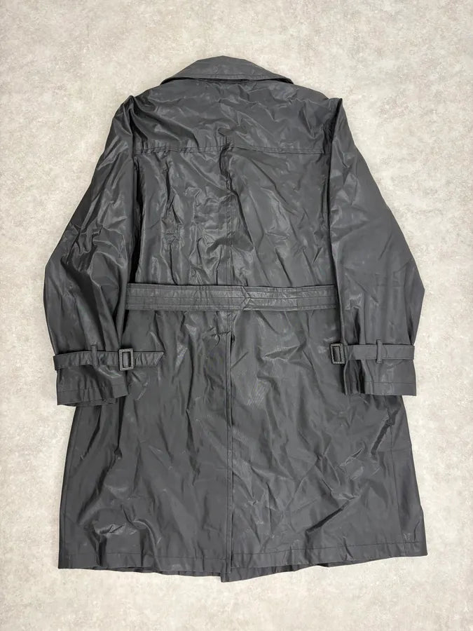 2000s Gianni Versace Black Classy Premium Belted Trench Coat eXuuLqG 5