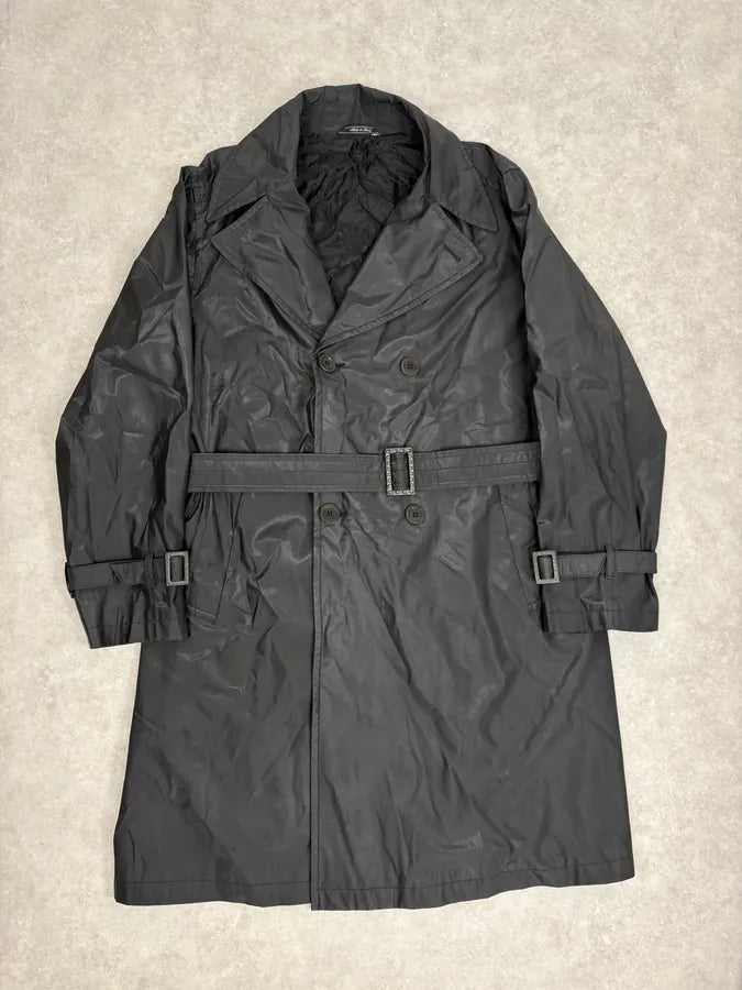 2000s Gianni Versace Black Classy Premium Belted Trench Coat eXuuLqG 0