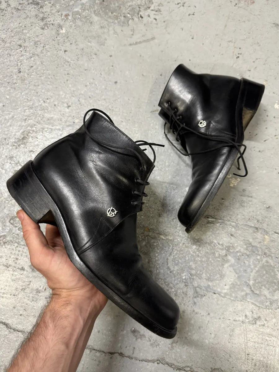 2000s Gianni Versace Black Leather Boots AVxViva 0