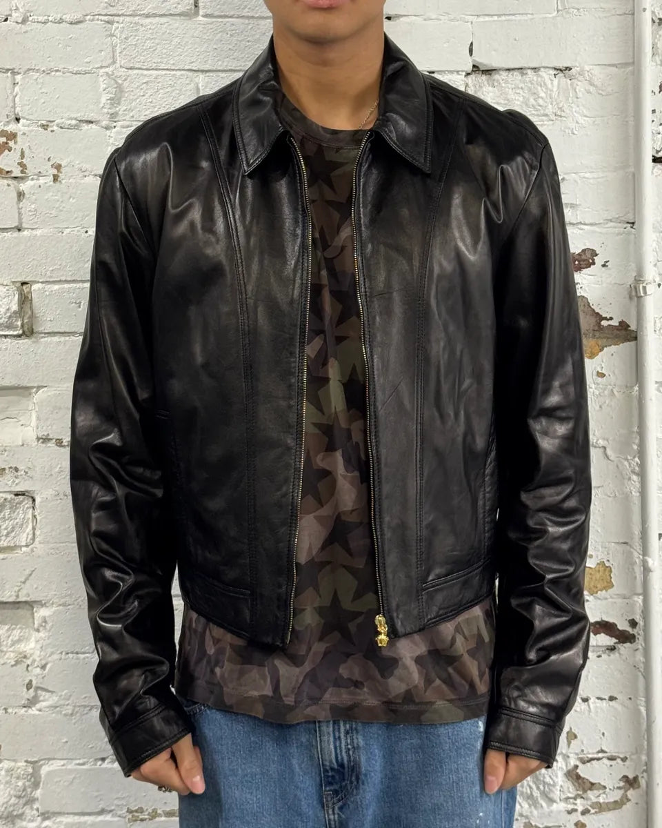 2000s Gianni Versace Black Premium Leather Jacket hBHPAQd 1