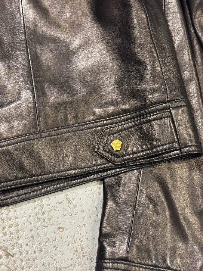 2000s Gianni Versace Black Premium Leather Jacket hBHPAQd 6