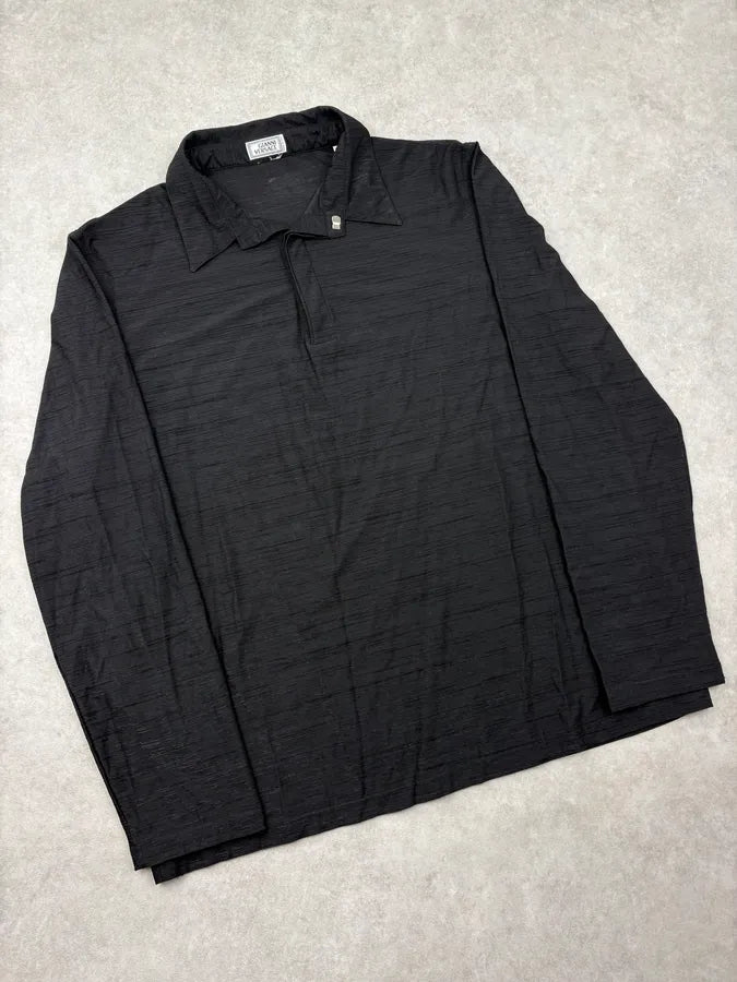 1990s Gianni Versace Black Striped Mafia Polo TNNaSKG 3