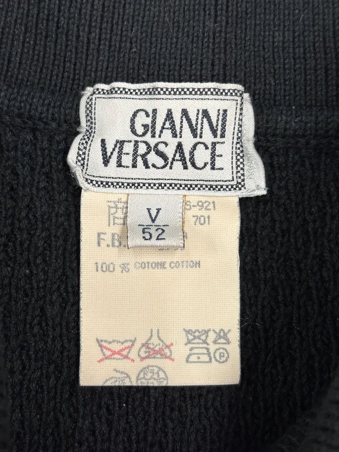 1980s Gianni Versace Black Waffled Classy Polo XjBJuGZ 8
