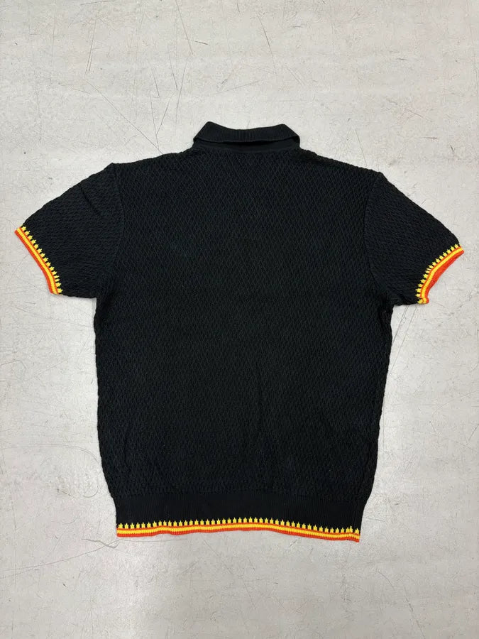 1980s Gianni Versace Black Waffled Classy Polo XjBJuGZ 5