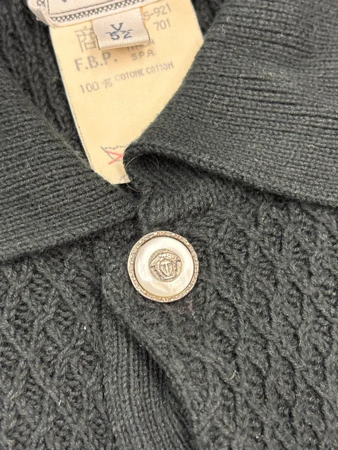 1980s Gianni Versace Black Waffled Classy Polo XjBJuGZ 6