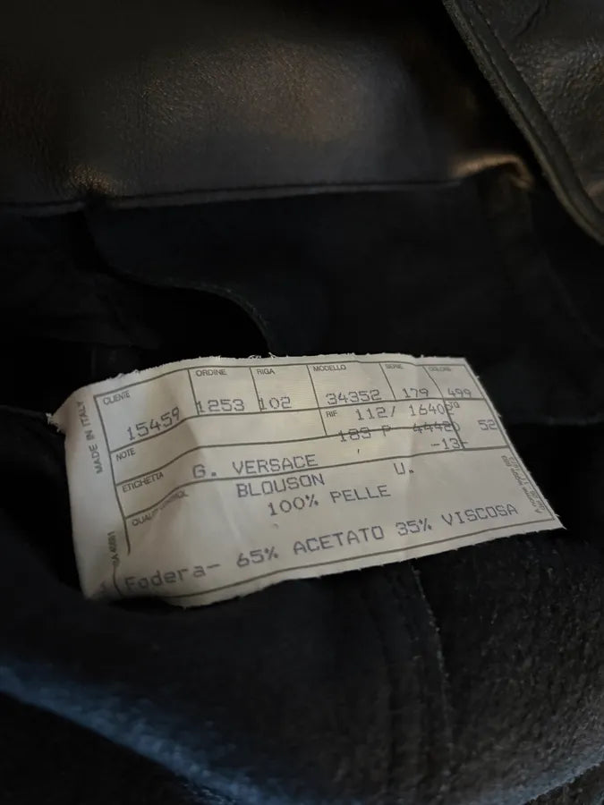 2000s Gianni Versace Pure Black Leather Embellished Trucker Jacket DTspJBy 10