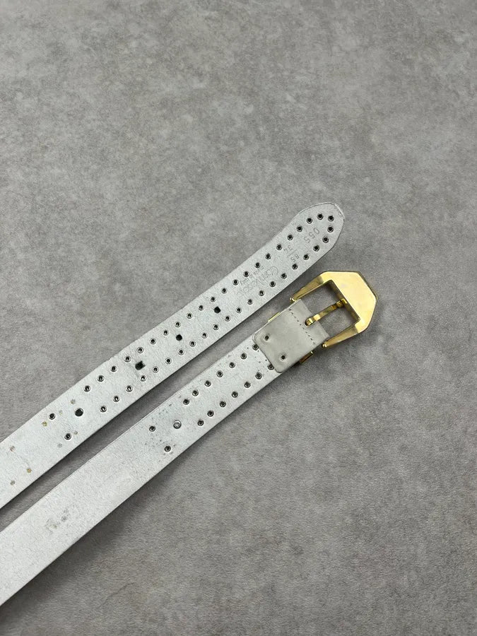 2000s Gianni Versace Studded Medusa White Leather Belt inloDEW 6