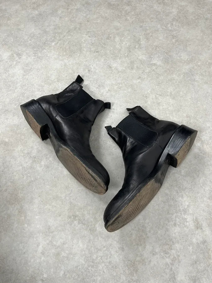 2000s Giorgio Armani Black Leather Ankle Boots ZXdtRJK 2