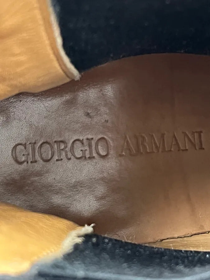 2000s Giorgio Armani Black Leather Ankle Boots ZXdtRJK 8