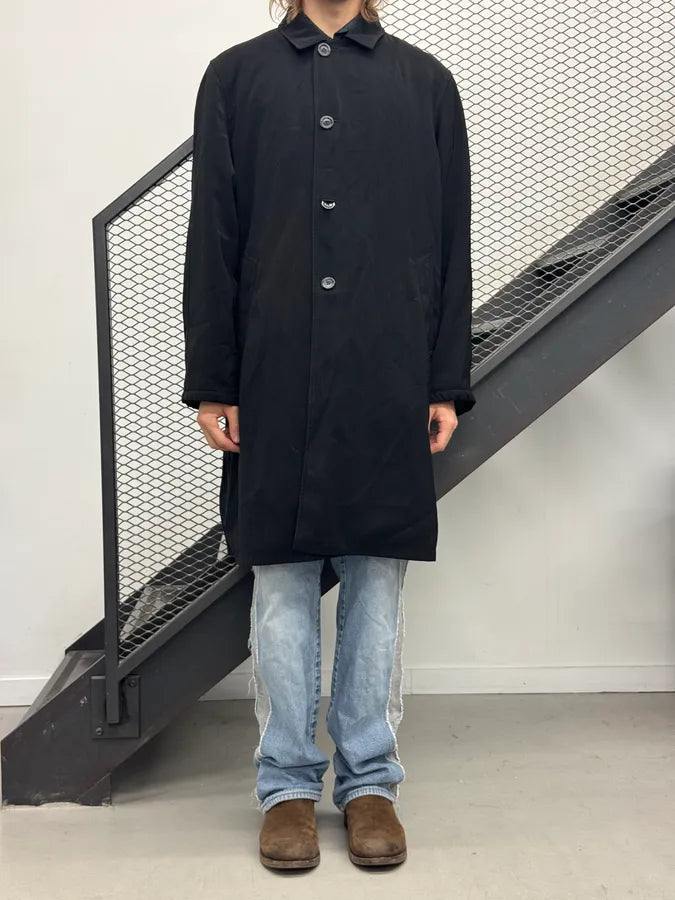 2000s Giorgio Armani Black Long Buttoned Coat ntnrwdL 0