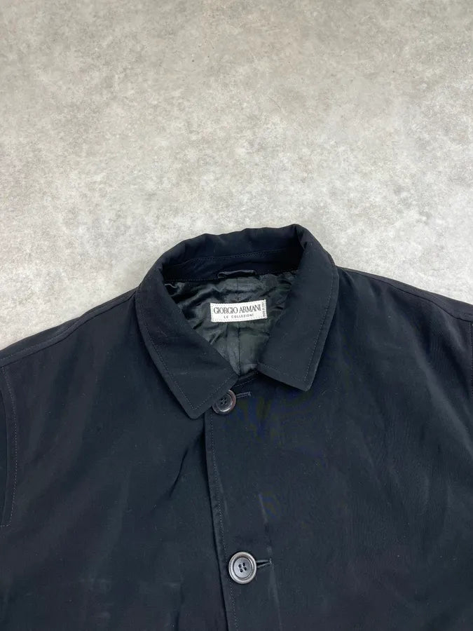2000s Giorgio Armani Black Long Buttoned Coat ntnrwdL 4