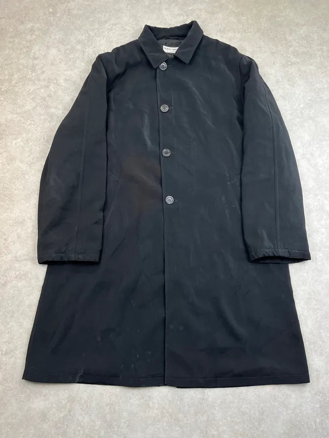 2000s Giorgio Armani Black Long Buttoned Coat ntnrwdL 3