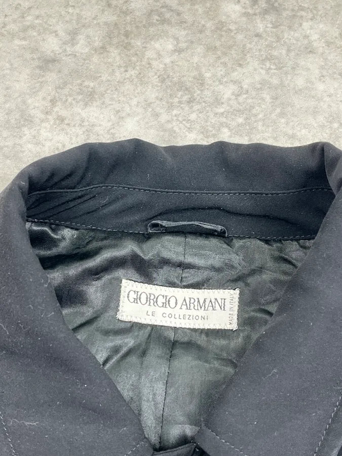 2000s Giorgio Armani Black Long Buttoned Coat ntnrwdL 8
