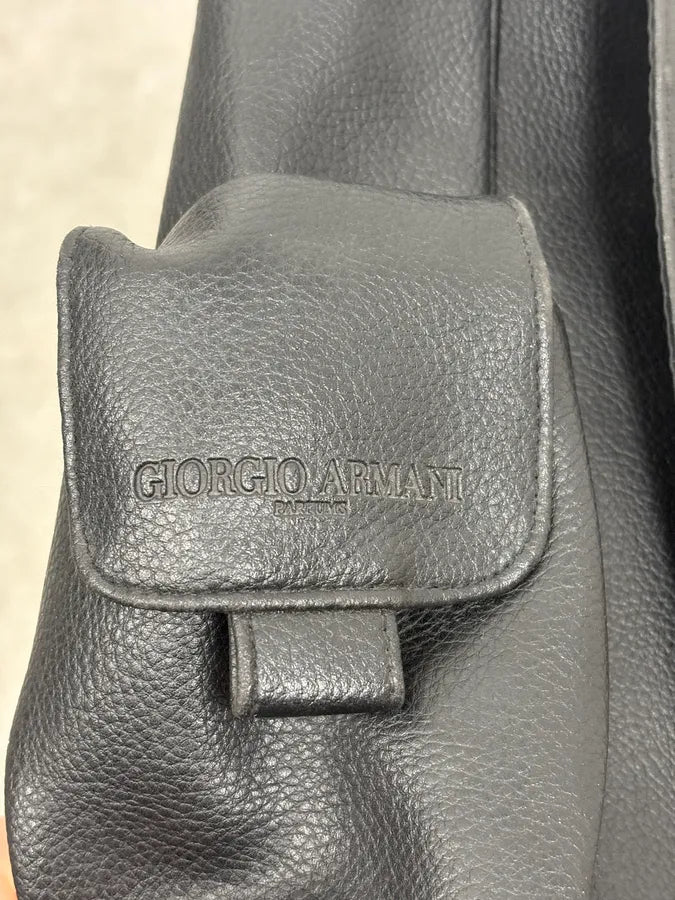 2000s Giorgio Armani Black Minimalist Leather Shoulder Bag mxBcvjx 8
