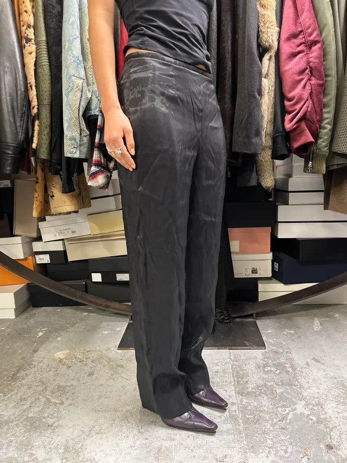 2000s Giorgio Armani Black Satined Light Pants akHbEnY 1