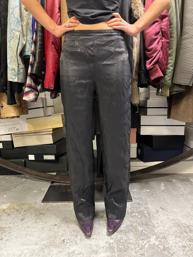 2000s Giorgio Armani Black Satined Light Pants akHbEnY 3