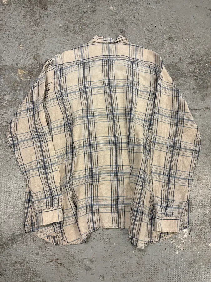 1990s Giorgio Armani Checkered Beige Shirt AMZizQh 3