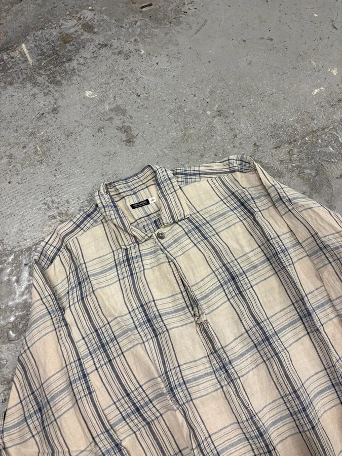 1990s Giorgio Armani Checkered Beige Shirt AMZizQh 2