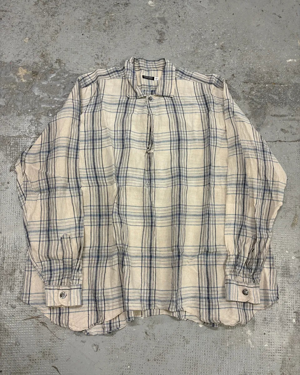 1990s Giorgio Armani Checkered Beige Shirt AMZizQh 0