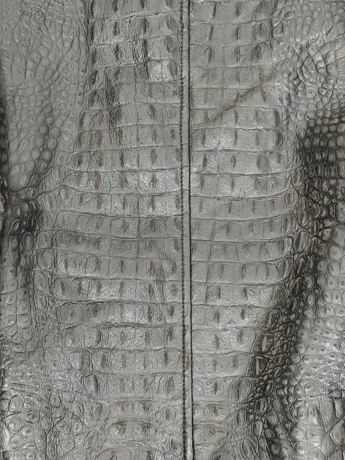2000s Giorgio Armani Crocodile Effect Brown Leather Aviator Jacket LCYqMig 9