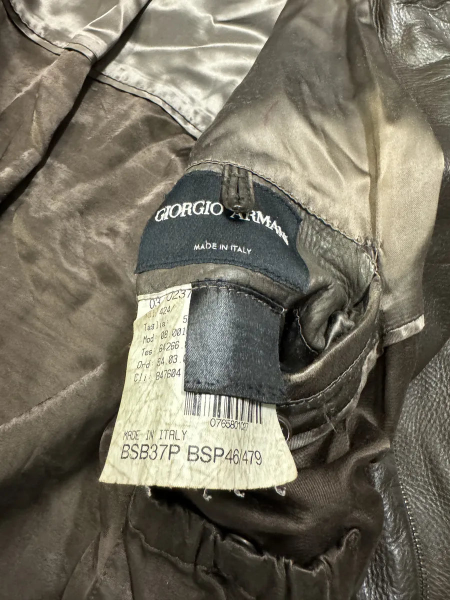 2000s Giorgio Armani Fur Collar Brown Leather Jacket OgmNMsW 6