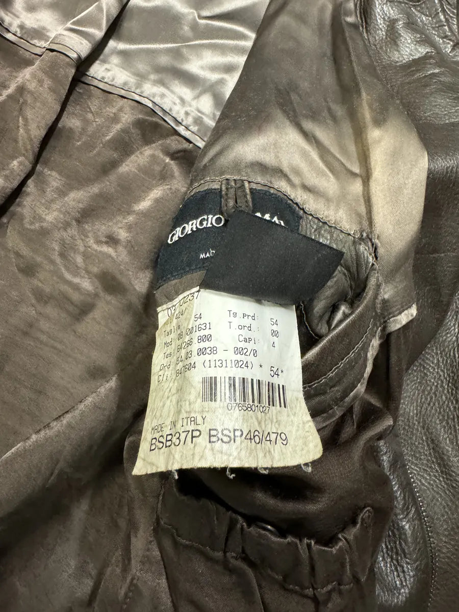 2000s Giorgio Armani Fur Collar Brown Leather Jacket OgmNMsW 7