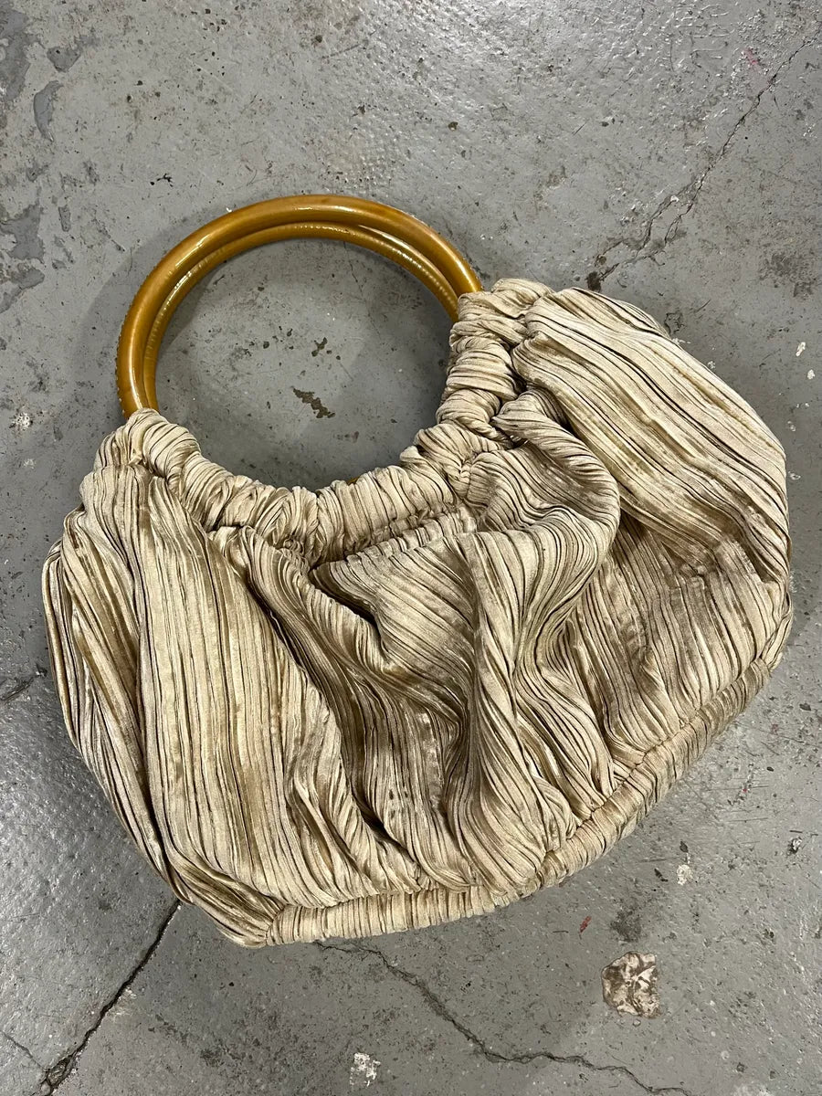 2000s Giorgio Armani Grey Plissed Hand Bag (OS) 1