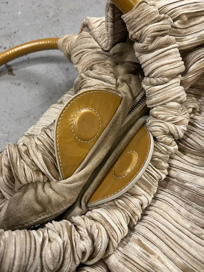 2000s Giorgio Armani Grey Plissed Hand Bag (OS) 3