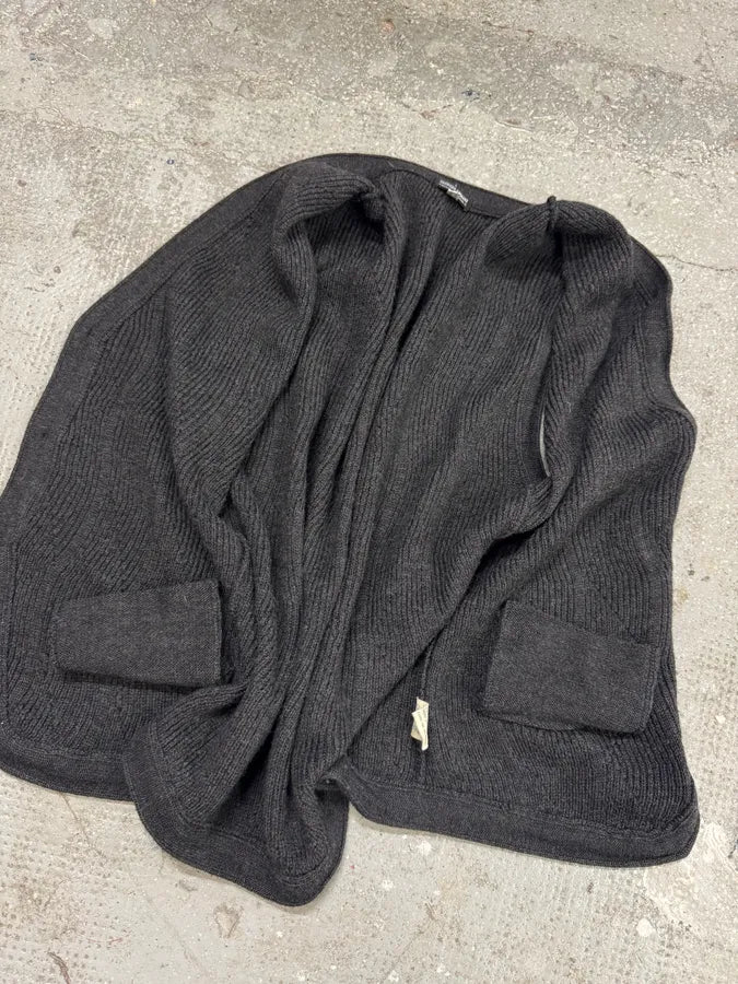 2000s Giorgio Armani Grey Wool Buttoned Sleeveless Cardigan (M) 8