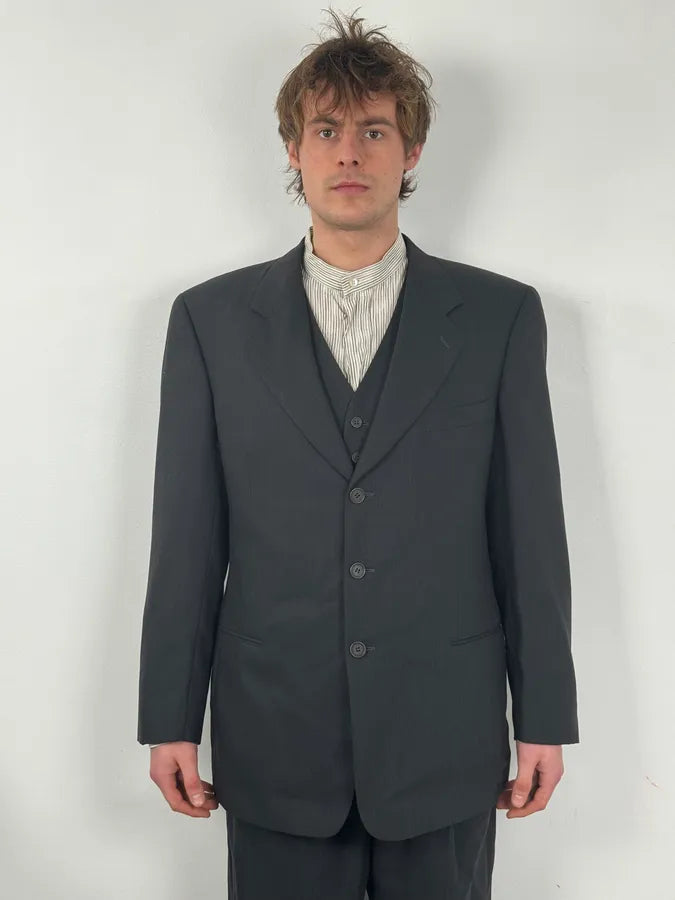 2000s Giorgio Armani Grey Wool Full Italian Suit Set ppEyxuW 3