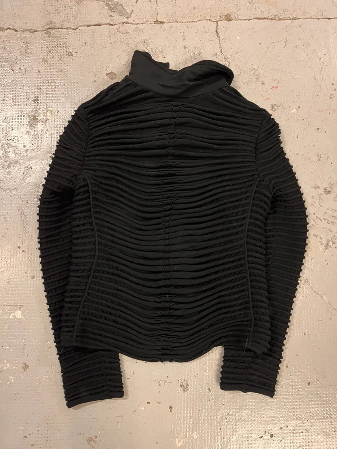 2000s Giorgio Armani Horizontal Pleats Asymmetrical Zip Sweater mmRHAWG 3