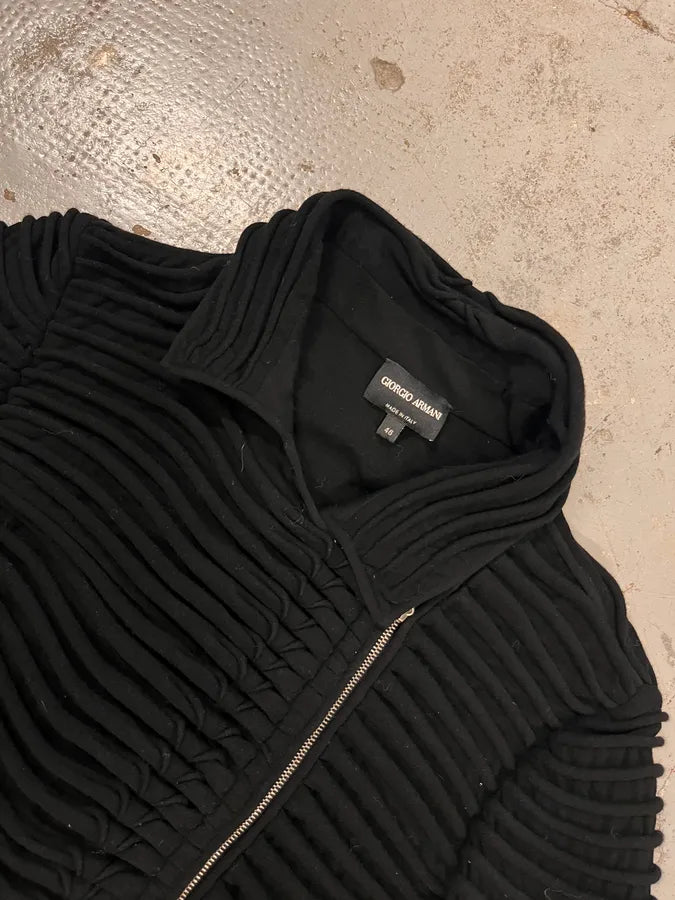 2000s Giorgio Armani Horizontal Pleats Asymmetrical Zip Sweater mmRHAWG 5