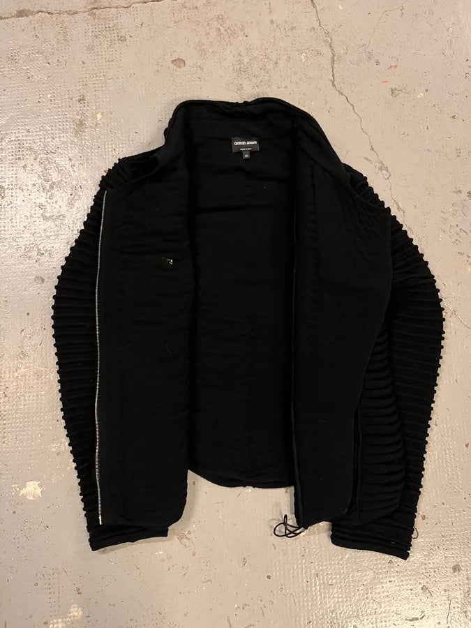 2000s Giorgio Armani Horizontal Pleats Asymmetrical Zip Sweater mmRHAWG 6