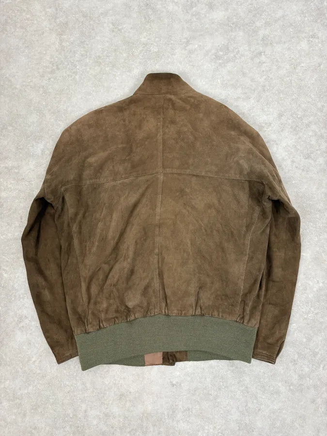 2000s Giorgio Armani Le Collezioni Brown Suede Buttoned Leather Jacket oEOlwQj 5