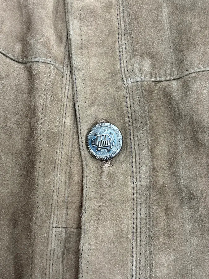 1990s Giorgio Armani Le Collezioni Brown Suede Buttoned Leather Jacket oEOlwQj 8