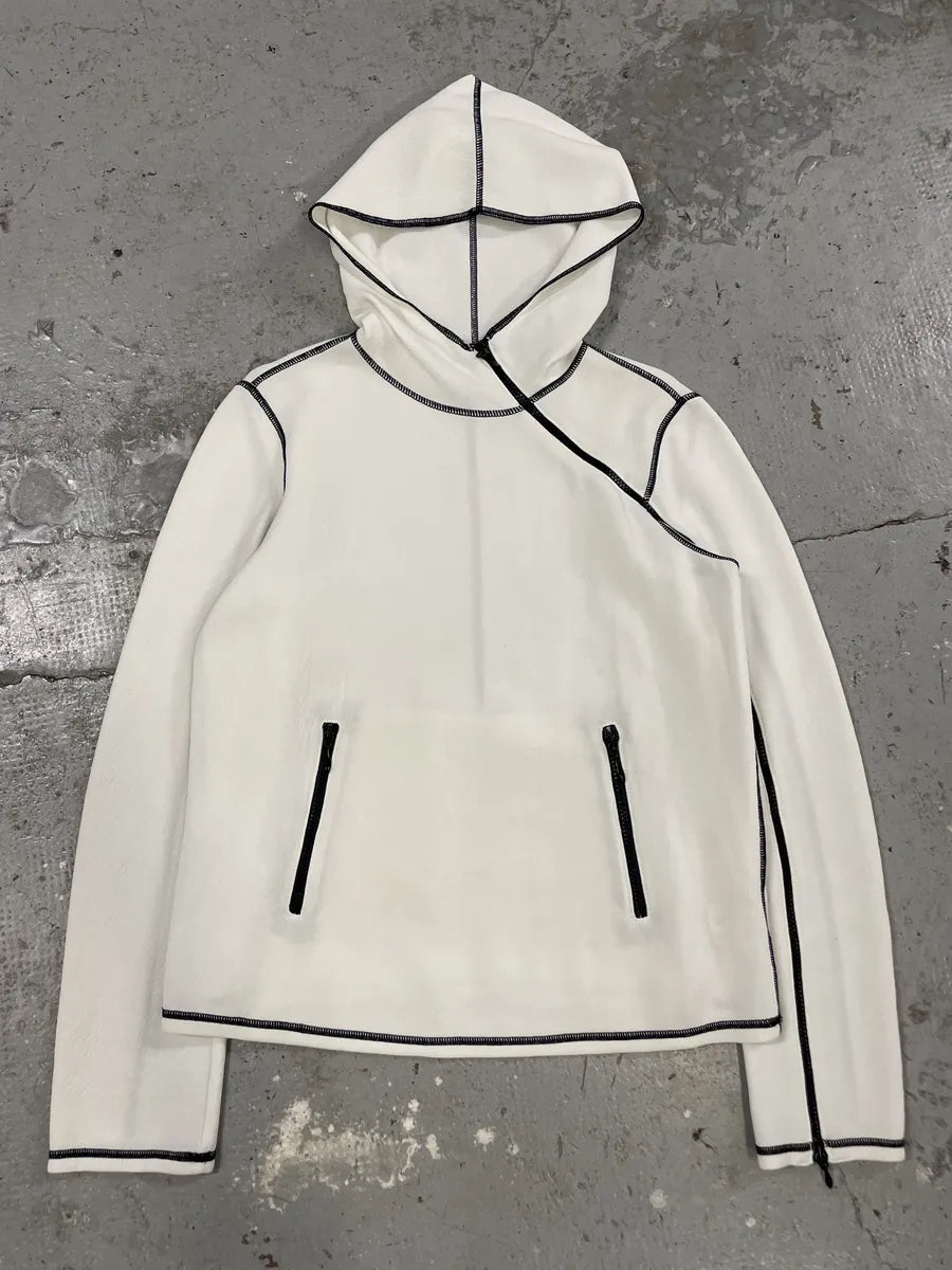 2000s Giorgio Armani White Asymmetrical Zipper Sweater (S/M) Ksyghhd 0
