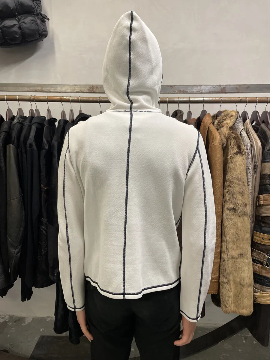 2000s Giorgio Armani White Asymmetrical Zipper Sweater (S/M) Ksyghhd 2