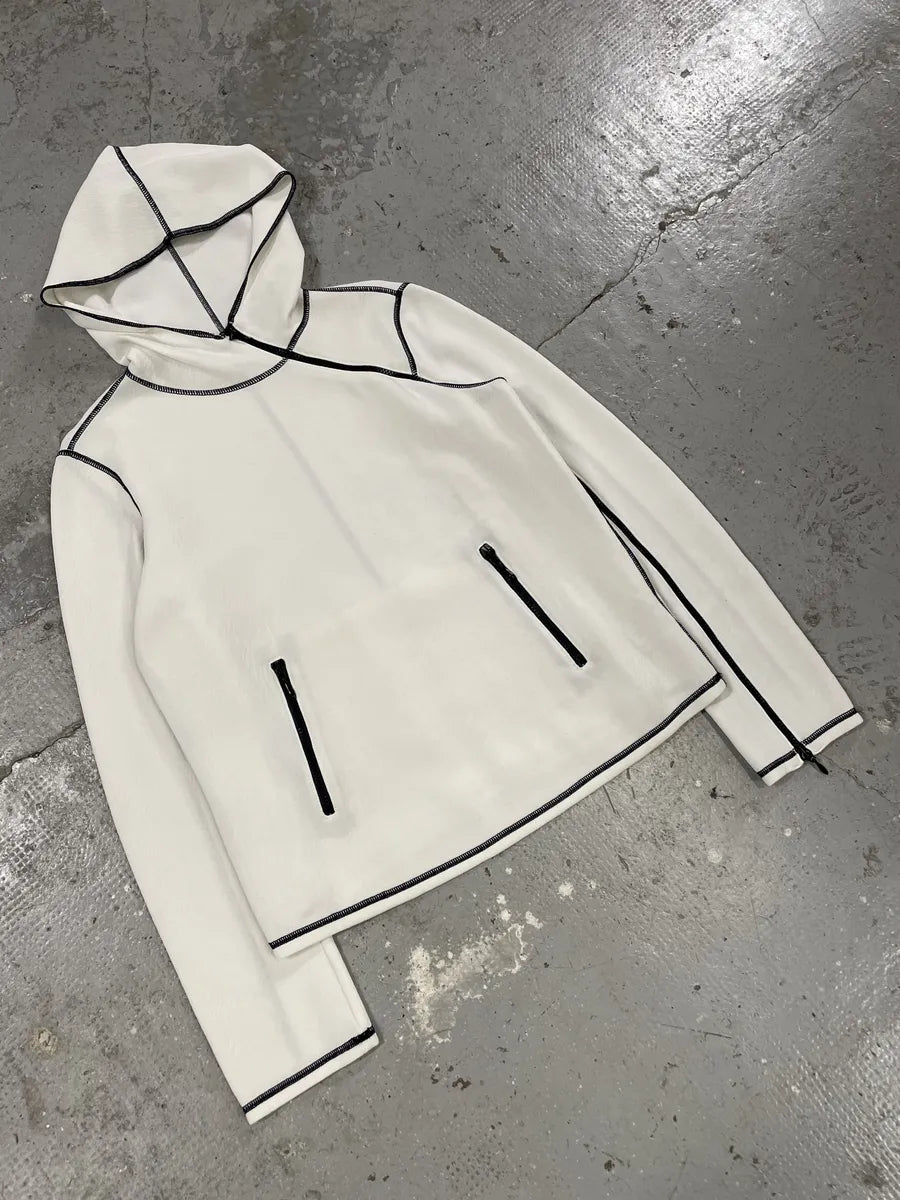 2000s Giorgio Armani White Asymmetrical Zipper Sweater (S/M) Ksyghhd 3